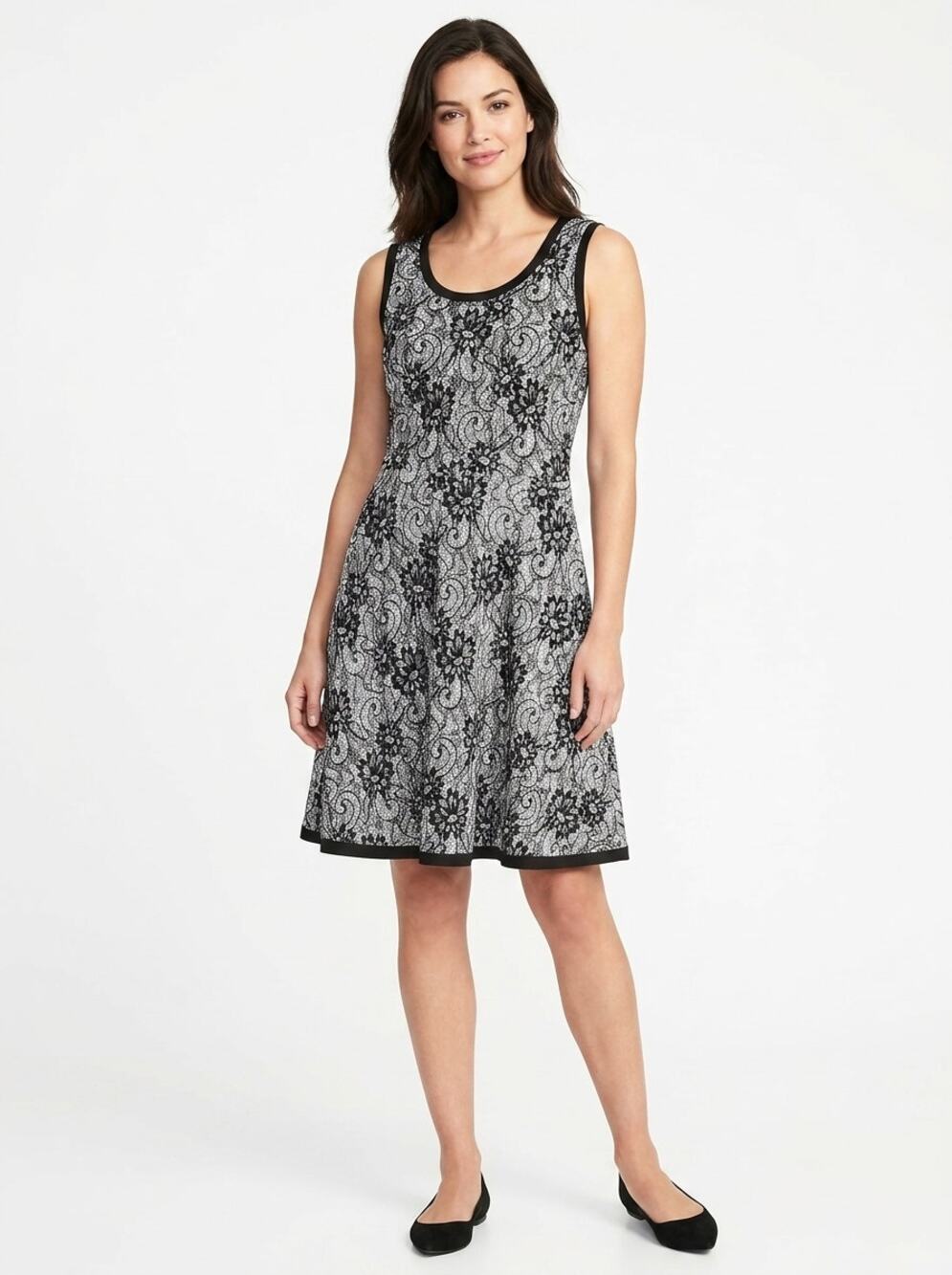 NWT Loft Black A-Line Knee Length Lace Lined Dress Women Size 6